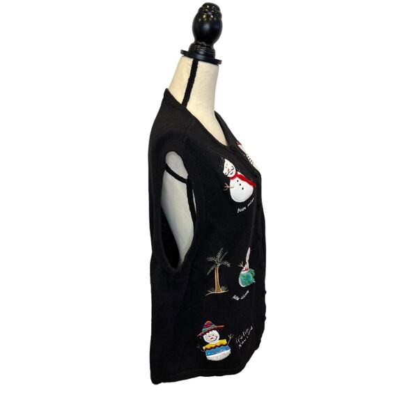 Vintage Bechamel Not Ugly Christmas Sweater Vest Snowman Around The World 2XL - Picture 5 of 6